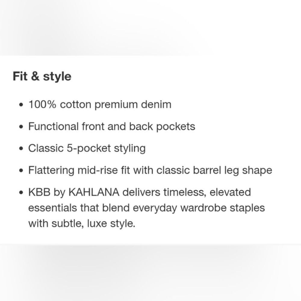 KBB Jeans Barrel Leg NWT by Kahlana Mid Rise Dark Wash Size 0 - Picture 11 of 13